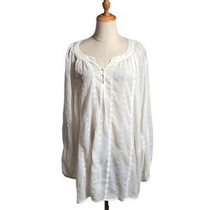 Indigo Soul Sheer White Boho Blouse Plus Size